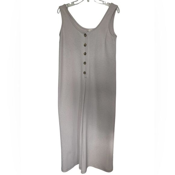 Hem & Thread Beige Sleeveless Boho Wide Leg Crop Stretch Jumpsuit Size Medium - Picture 1 of 8